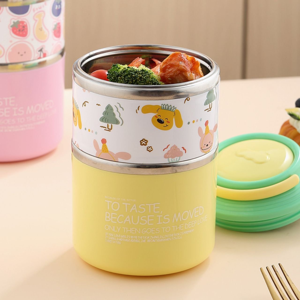 Stainless Steel Lunch Box | Double Wall Insulation | 2 Layer | Portable & Leakproof | Secure Lock with Handle | 1060 ML | Assorted Colors | Box Packing - Image 9