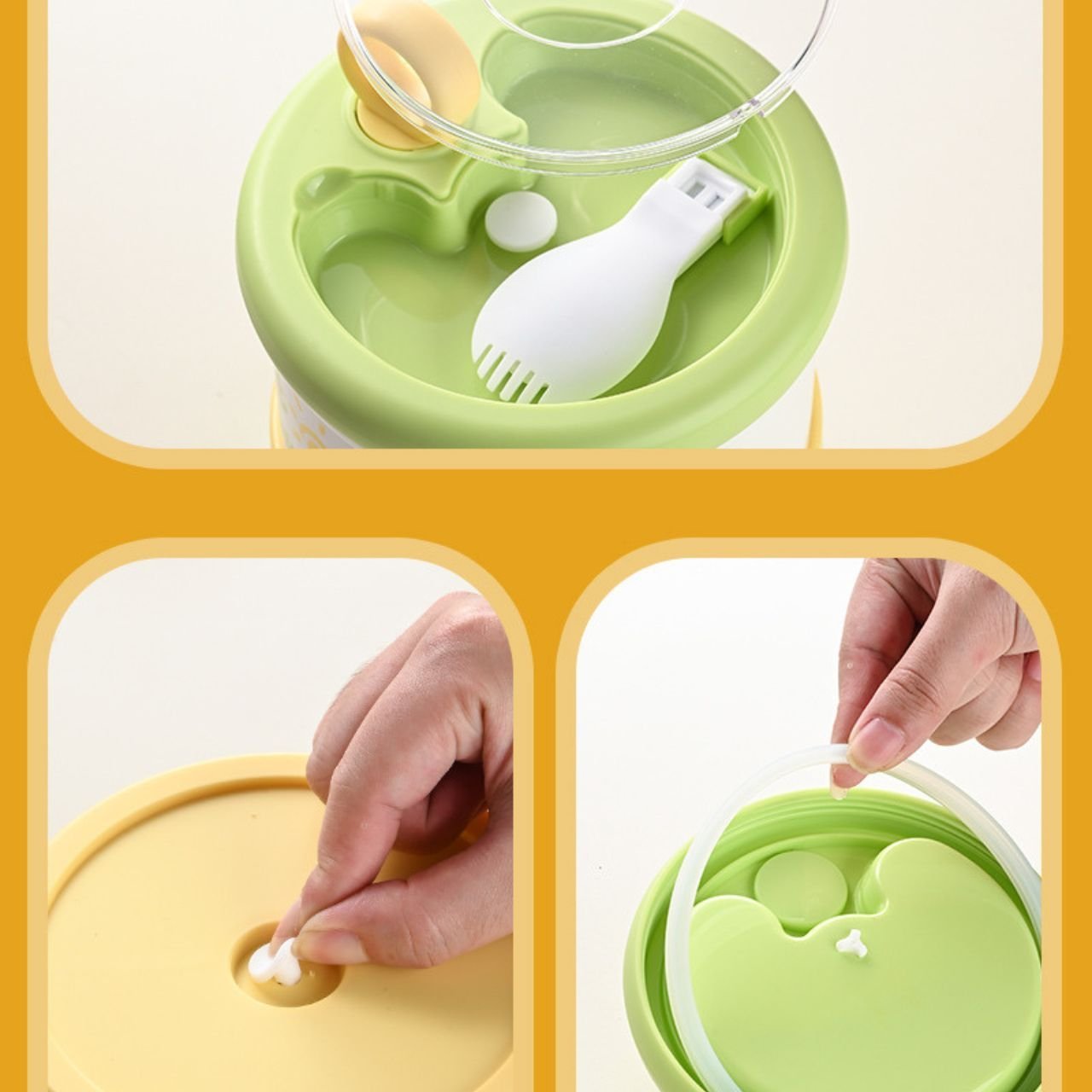 Stainless Steel Lunch Box with Foldable Spoon | 2 Layer | Double Wall Insulation | Leakproof | Portable & Secure Lock | 1280 ML | Assorted Colors | Box Packing - Image 3