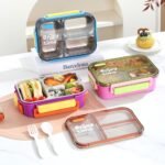 Seallock 3-Compartment Stainless Steel Lunch Box with Cutlery (700ml) Box Packing | Wholesale 3 Compartment Lunch Boxes for Bulk Supply