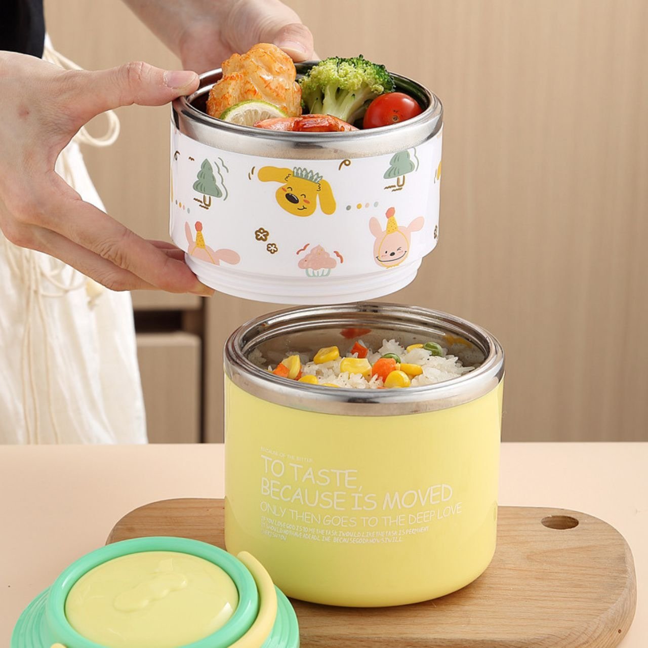 Stainless Steel Lunch Box | Double Wall Insulation | 2 Layer | Portable & Leakproof | Secure Lock with Handle | 1060 ML | Assorted Colors | Box Packing - Image 4