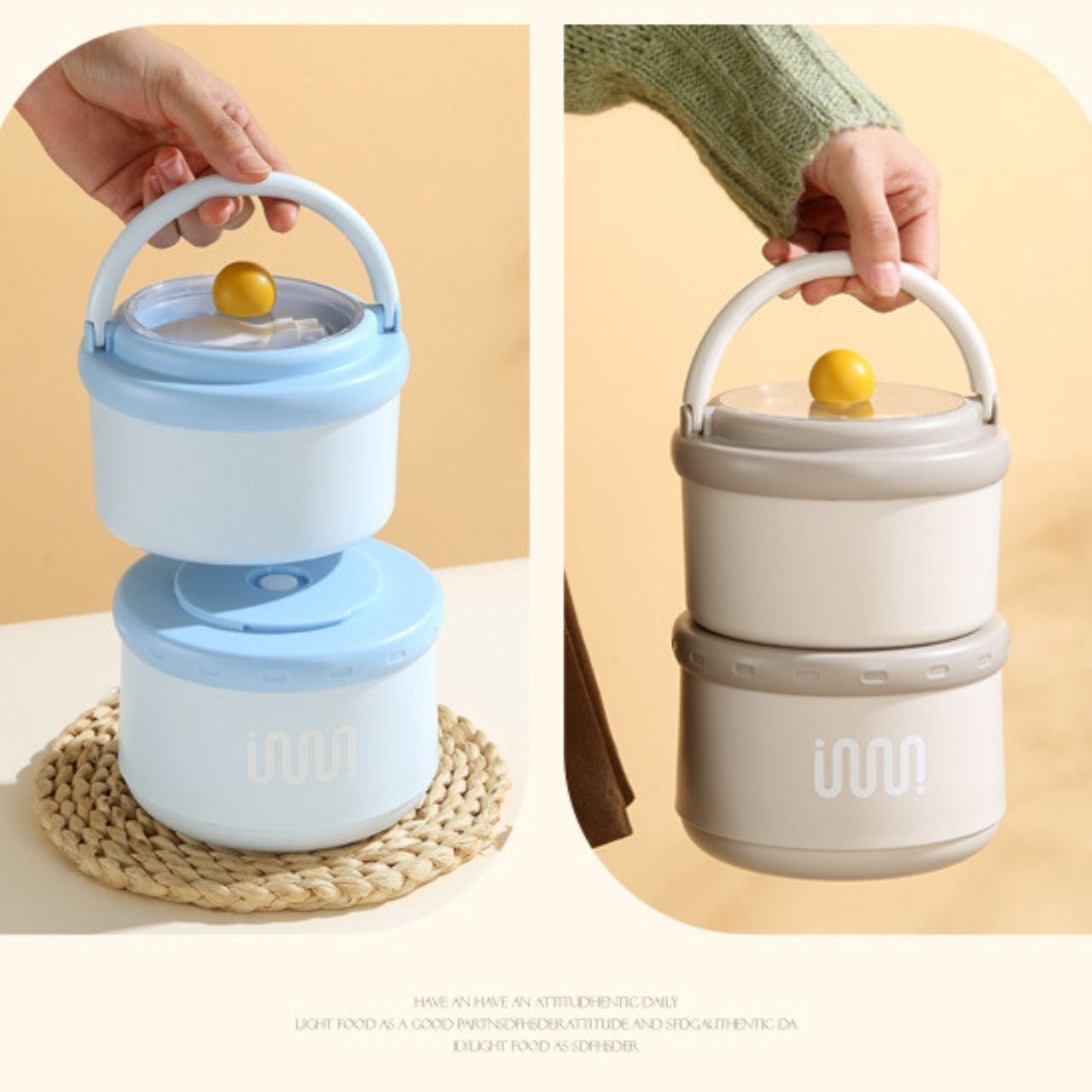 Stainless Steel Lunch Box with Foldable Spoon & Handle | 2 Layer | Double Wall Insulation | Round Portable | Leakproof | 1620 ML | Assorted Colors | Box Packing - Image 7